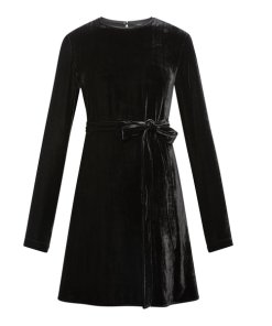 Theory Velvet Tie-Waist Shift Dress