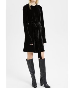 Theory Velvet Tie-Waist Shift Dress