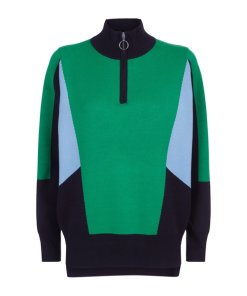 Sandro Wave 1 Ambitieux Zip-Up Colorblock Sweater