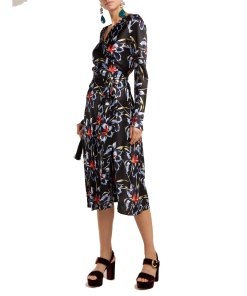 Diane von Furstenberg The DVF Tilly Lanell Floral Print Satin Dress