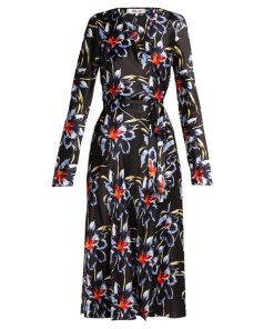 Diane von Furstenberg The DVF Tilly Lanell Floral Print Satin Dress