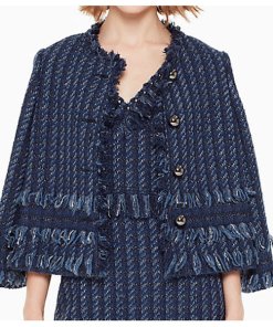 Kate Spade Madison Avenue Fringe V-Neck Tweed Dress