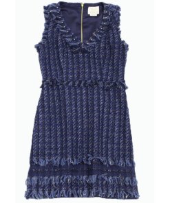 Kate Spade Madison Avenue Fringe V-Neck Tweed Dress