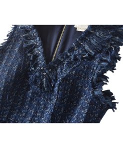 Kate Spade Madison Avenue Fringe V-Neck Tweed Dress