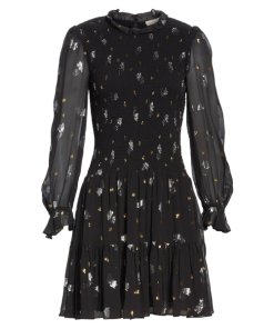 Rebecca Taylor Smocked Scattered Tulip Clip Dress