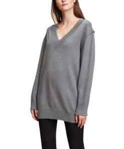 T by Alexander Wang Raw Edge V-Neck Long Sweater