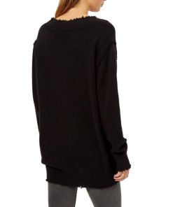 T by Alexander Wang Raw Edge V-Neck Long Sweater