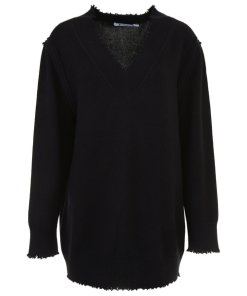 T by Alexander Wang Raw Edge V-Neck Long Sweater