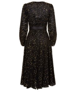 Diane von Furstenberg Metallic Animal Velvet Devore Wrap Dress
