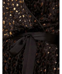 Diane von Furstenberg Metallic Animal Velvet Devore Wrap Dress