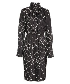 Marc Jacobs Printed Silk Turtleneck Midi Dress