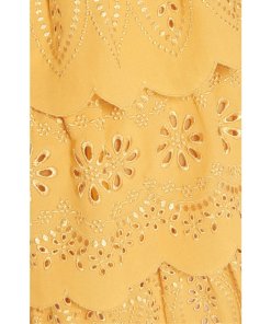 Self-Portrait Embroidered Chiffon Tiered Mini Dress