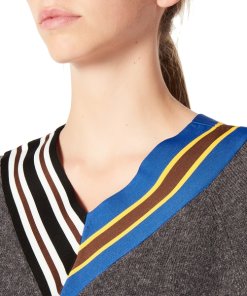 Sandro Nepeta Striped V-Neck Sweater