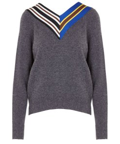 Sandro Nepeta Striped V-Neck Sweater