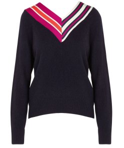 Sandro Nepeta Striped V-Neck Sweater