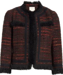 Kate Spade Multi Tweed Fringe Jacket