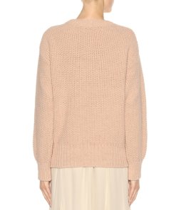Chloé Chunky Knit V-Neck Patch Pocket Oversize Sweater