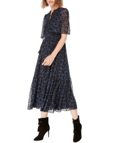 Kate Spade Leopard Clip Dot Midi Dress evaChic Kate Spade Leopard Clip Dot Midi Dress evaChic