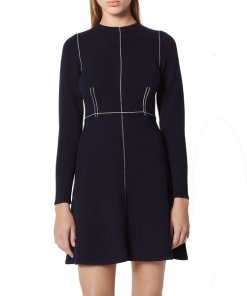 Sandro Lune Contrast Stitching Knit Dress