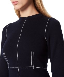 Sandro Lune Contrast Stitching Knit Dress