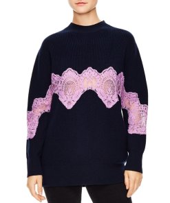 Sandro Mystère Sheer Lace-Inset Sweater