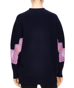 Sandro Mystère Sheer Lace-Inset Sweater