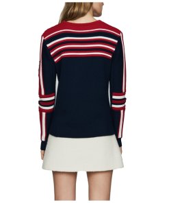 Maje Moto Striped Wool-Blend Sweater