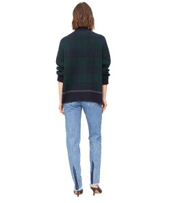 Sandro Patience Crystal-Embellished Half Zip Check SweaterSandro Patience Crystal-Embellished Half Zip Check Sweater