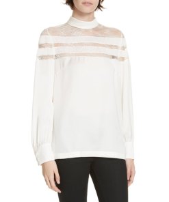 Sandro Mirtylles Lace Detail Sheer Top