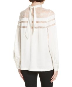 Sandro Mirtylles Lace Detail Sheer Top