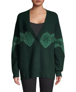 Sandro Tower Lace Inset Wool Blend Cardigan – evaChic