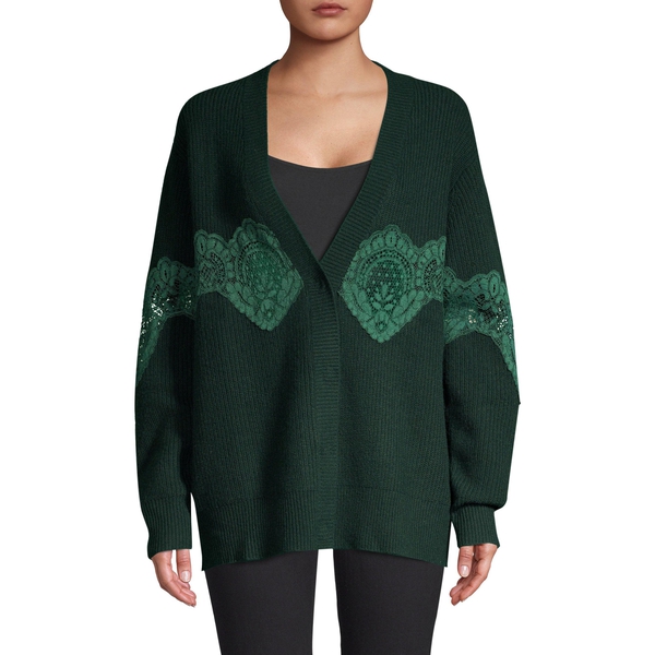 Sandro Tower Lace Inset Wool Blend Cardigan – evaChic