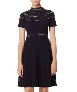 Sandro Bugle Embellished Knit Skater Dress