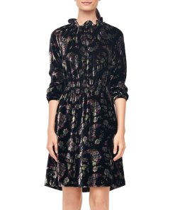 Rebecca Taylor Long-Sleeve Jewel Paisley Velvet Dress