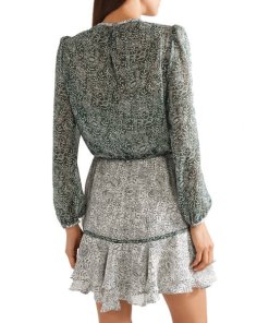 Veronica Beard Dorado Ruffle Floral Silk Mini Dress