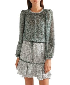 Veronica Beard Dorado Ruffle Floral Silk Mini Dress