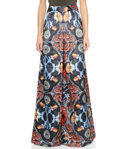 Alice + Olivia Printed Duchesse Satin Wide-Leg Pants
