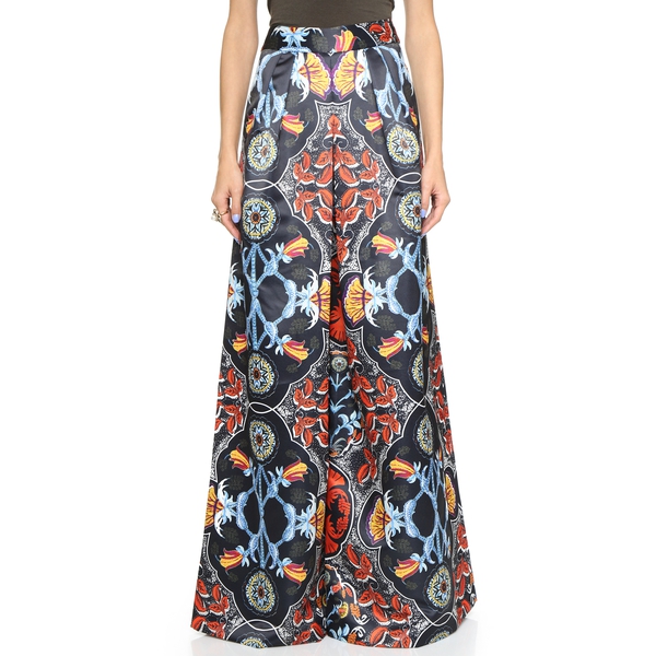 Alice + Olivia Printed Duchesse Satin Wide-Leg Pants