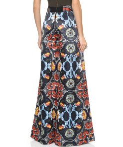 Alice + Olivia Printed Duchesse Satin Wide-Leg Pants