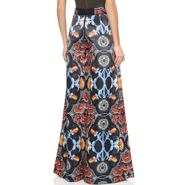 Alice + Olivia Printed Duchesse Satin Wide-Leg Pants