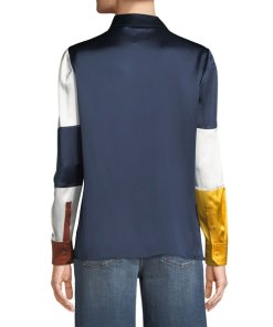 Tory Burch Reese Satin Colorblock Blouse