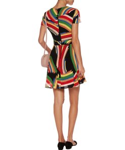 Alice + Olivia Adrianna Rainbow Print Wrap Mini Dress