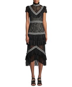 Alice + Olivia Annetta Pleated Tier Ruffle Dress