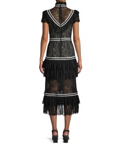 Alice + Olivia Annetta Pleated Tier Ruffle Dress