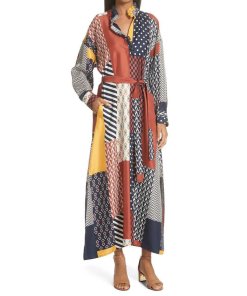 Tory Burch Bianca Patchwork Waist Tie Dress
