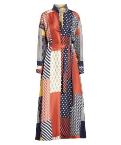 Tory Burch Bianca Patchwork Waist Tie Dress