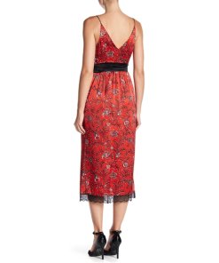 Cinq à Sept Petra Sleeveless Lace-Trim Faux-Wrap Silk Dress