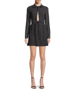 Alexis Leila Polka Dot Rio Print Tie Neck Mini Dress