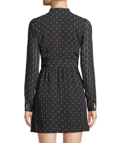 Alexis Leila Polka Dot Rio Print Tie Neck Mini Dress