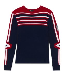 Maje Moto Striped Wool-Blend Sweater